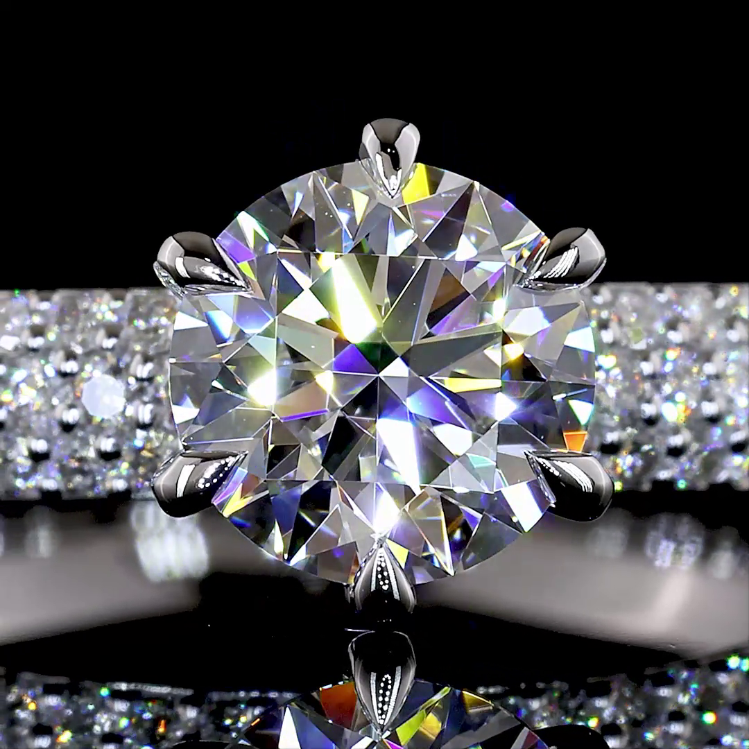 1.87 CTTW Round Lab Diamond Solitaire Diamond Shank Ring (D Color and VS1 Clarity)
