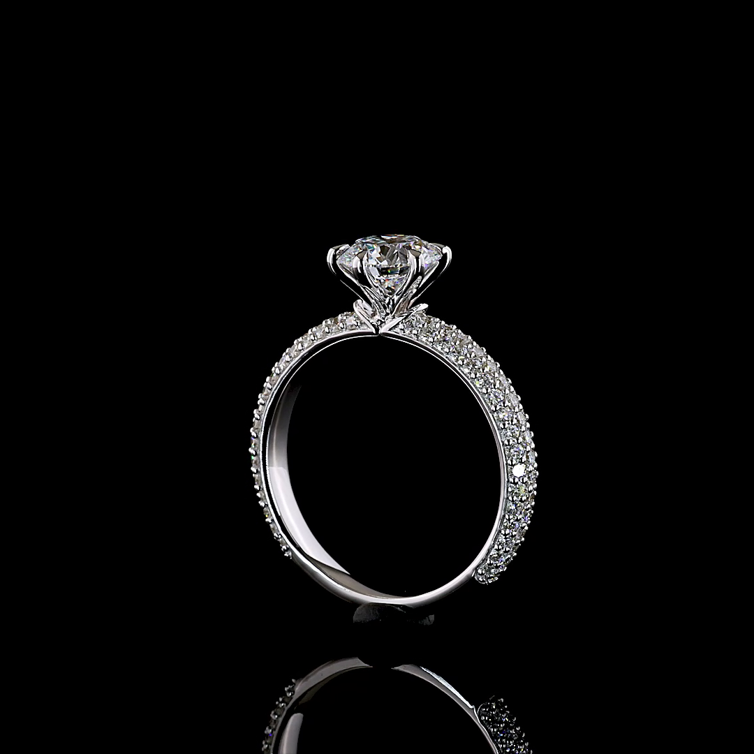 1.87 CTTW Round Lab Diamond Solitaire Diamond Shank Ring (D Color and VS1 Clarity)