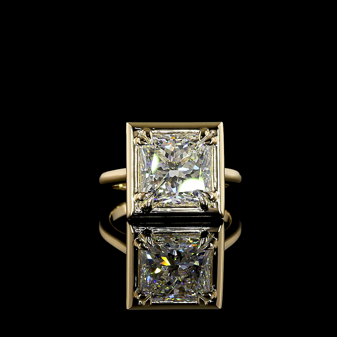 5.12 CT Princess Lab Grown Diamond Solitaire Ring Sz. 6.5 (F Color and VS1 Clarity)