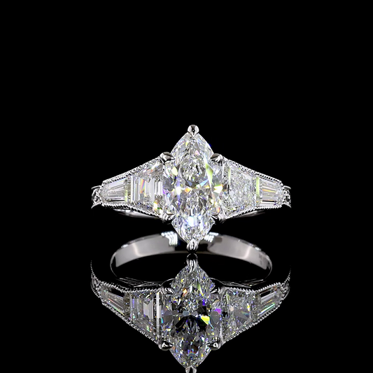 2.94 CTTW MIX Lab Grown Diamond 5 Stones Ring Sz. 6 (F Color and VS1 Clarity)