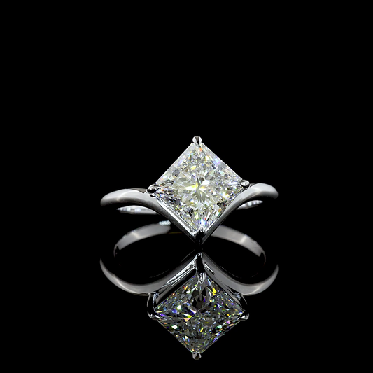 2.64 CT Princess Lab Grown Diamond Solitaire Ring Sz. 6.5 (E Color and VS1 Clarity)