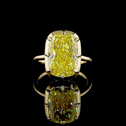 6.61 CT Cushion Modified Lab Grown Diamond Solitaire Ring Sz. 5 (FV.YL Color and VS1 Clarity)