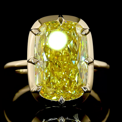 6.61 CT Cushion Modified Lab Grown Diamond Solitaire Ring Sz. 5 (FV.YL Color and VS1 Clarity)