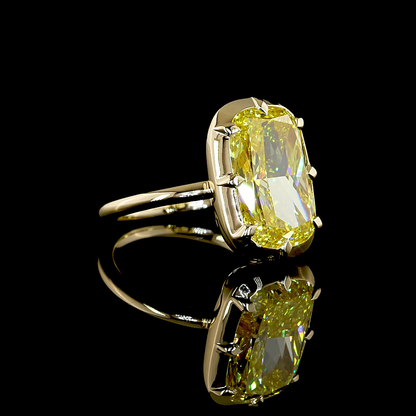 6.61 CT Cushion Modified Lab Grown Diamond Solitaire Ring Sz. 5 (FV.YL Color and VS1 Clarity)