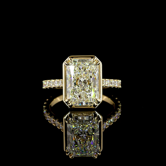 4.88 CTTW Radiant Lab Grown Diamond Hidden Halo Ring Sz. 6 (E Color and VS1 Clarity)