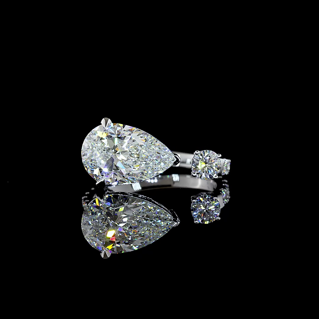 4.02 CTTW Pear Lab Grown Diamond 58 Ring Sz. 6 (E Color and VS1 Clarity)