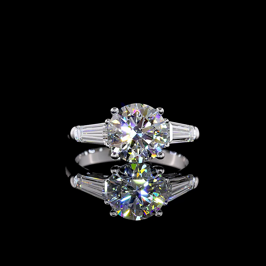 2.60 CTTW Round Lab Grown Diamond 3 Stones Ring Sz. 5.5 (E Color and VS1 Clarity)