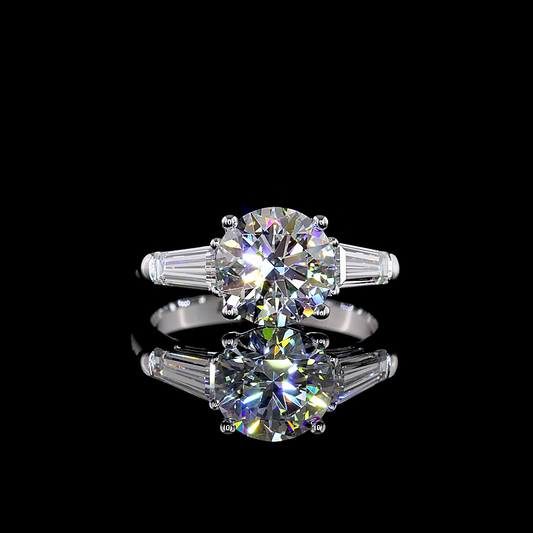 2.60 CTTW Round Lab Grown Diamond 3 Stones Ring Sz. 5.5 (E Color and VS1 Clarity)