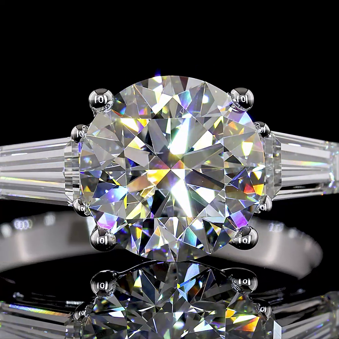2.60 CTTW Round Lab Grown Diamond 3 Stones Ring Sz. 5.5 (E Color and VS1 Clarity)