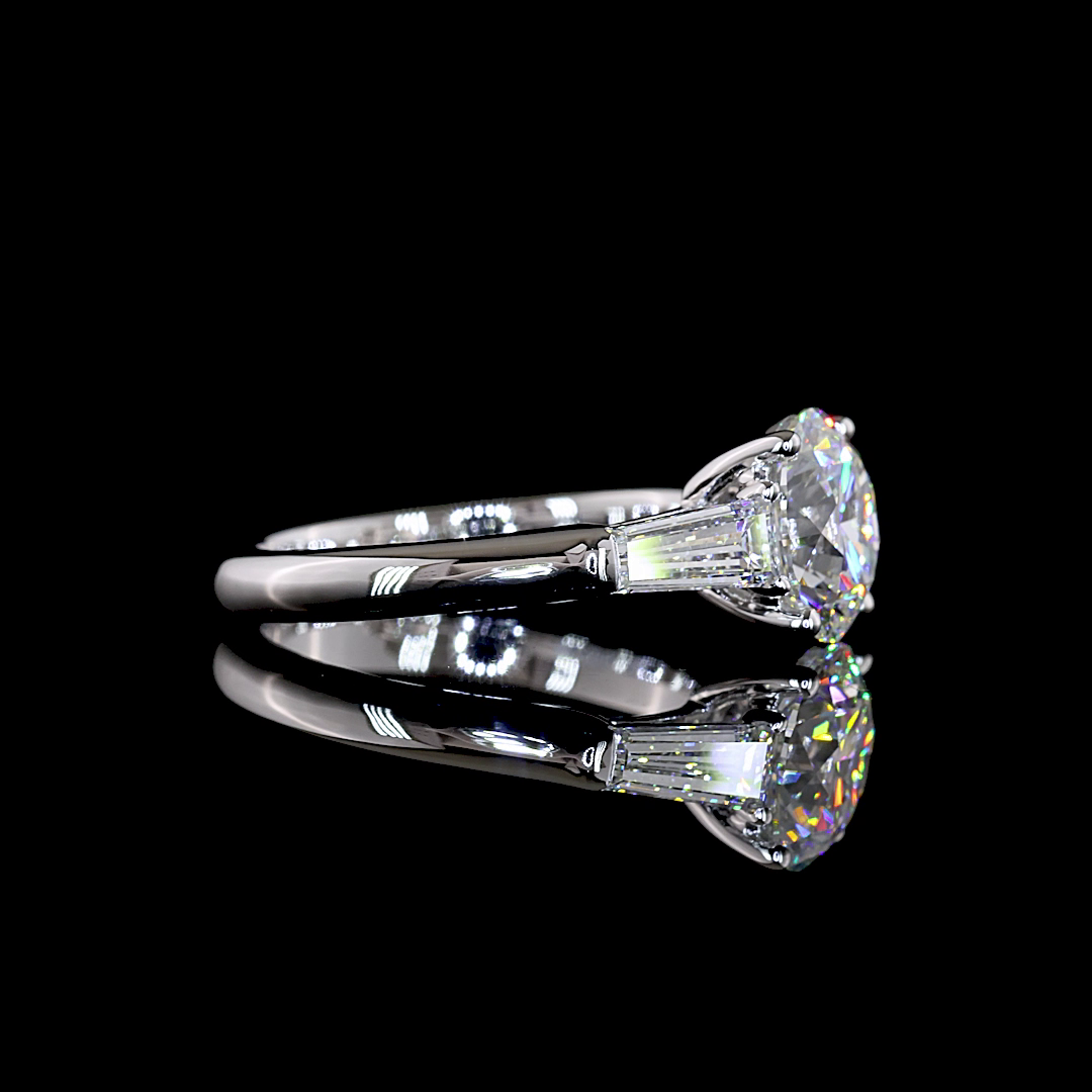 2.60 CTTW Round Lab Grown Diamond 3 Stones Ring Sz. 5.5 (E Color and VS1 Clarity)