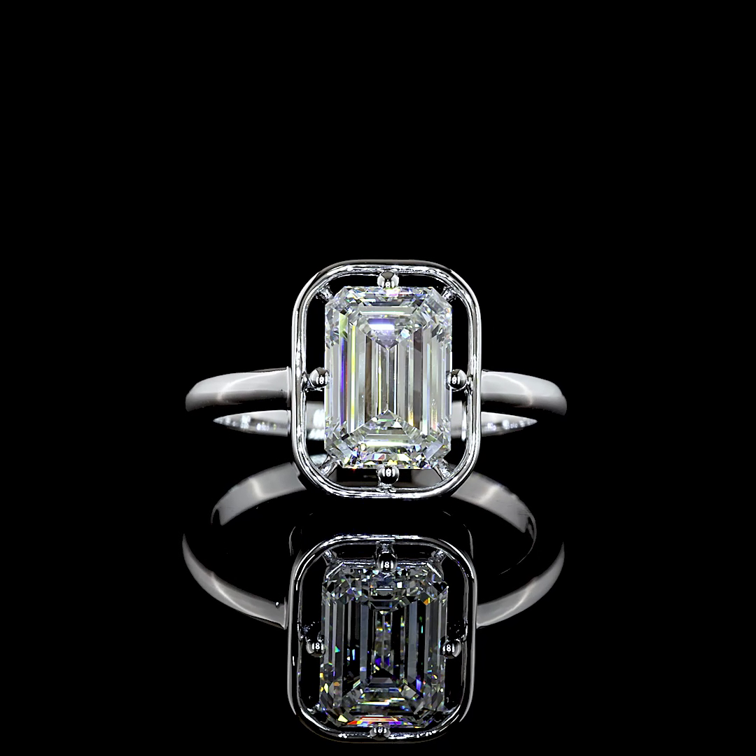2.01 CT Emerald Lab Grown Diamond Solitaire Ring Sz. 5.5 (E Color and VVS2 Clarity)