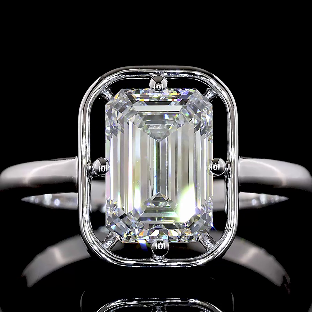 2.01 CT Emerald Lab Grown Diamond Solitaire Ring Sz. 5.5 (E Color and VVS2 Clarity)