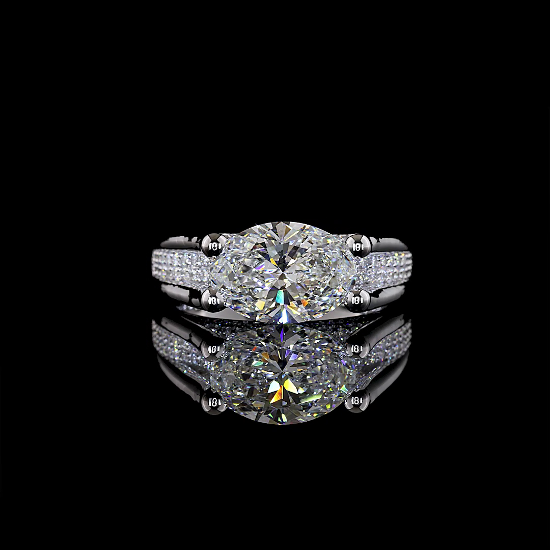 3.01 CTTW Oval Lab Grown Diamond Hidden Halo Ring Sz. 6.5 (F Color and VVS2 Clarity)