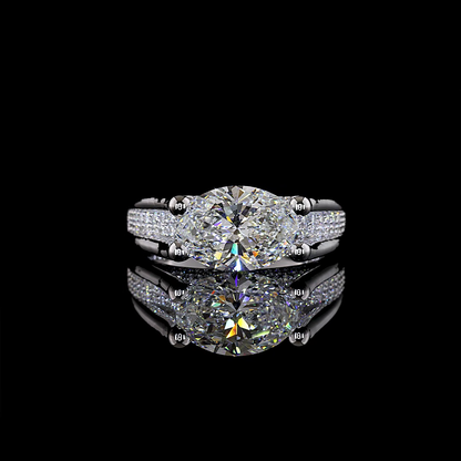3.01 CTTW Oval Lab Grown Diamond Hidden Halo Ring Sz. 6.5 (F Color and VVS2 Clarity)