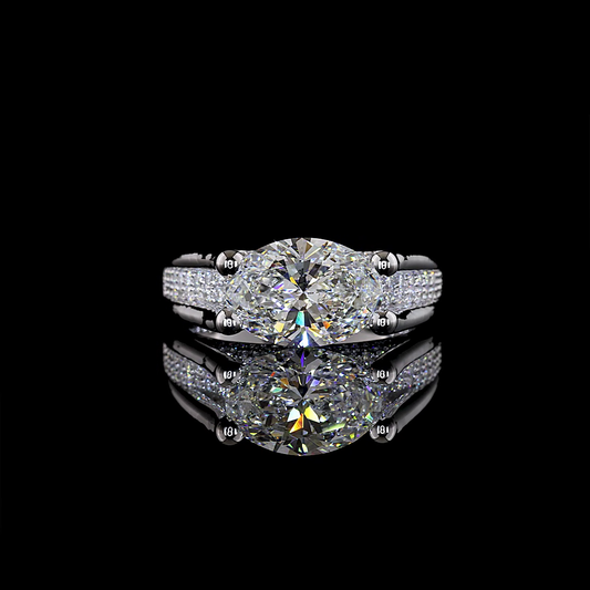 3.01 CTTW Oval Lab Grown Diamond Hidden Halo Ring Sz. 6.5 (F Color and VVS2 Clarity)