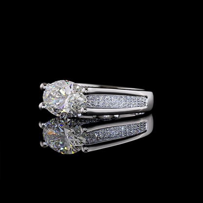3.01 CTTW Oval Lab Grown Diamond Hidden Halo Ring Sz. 6.5 (F Color and VVS2 Clarity)