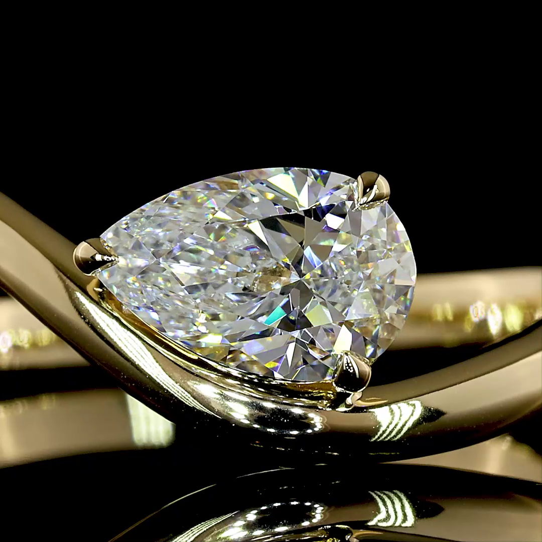 0.81 CT Pear Lab Grown Diamond Solitaire Ring Sz. 6.5 (E Color and VS1 Clarity)