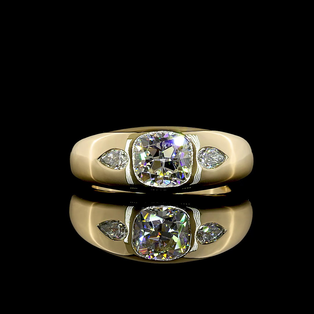 1.74 CTTW Square Cushion Brilliant Lab Grown Diamond 3 Stones Ring Sz. 6 (F Color and VS1 Clarity)
