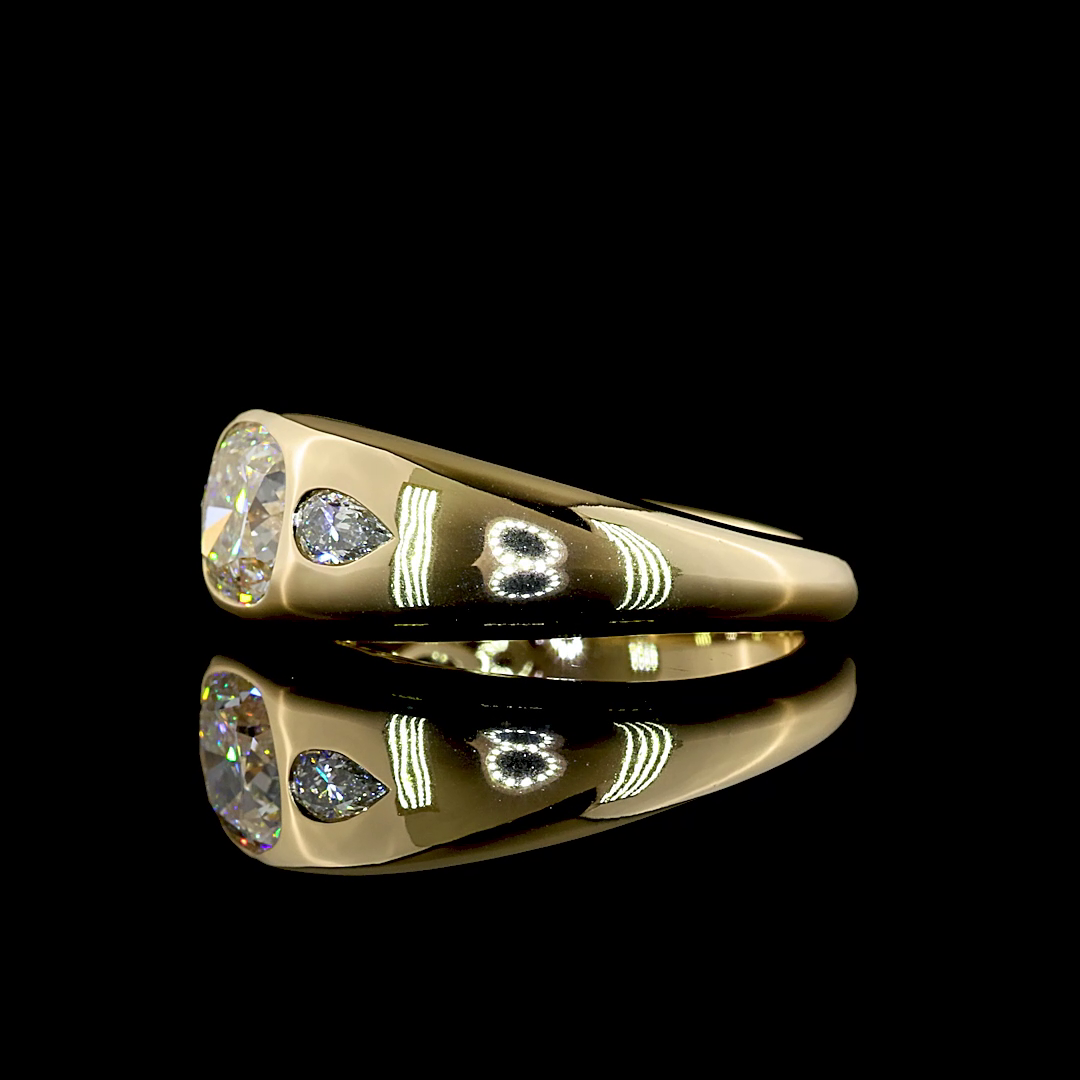 1.74 CTTW Square Cushion Brilliant Lab Grown Diamond 3 Stones Ring Sz. 6 (F Color and VS1 Clarity)