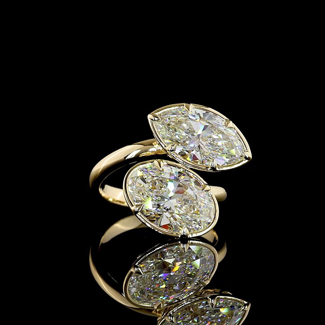 7.04 CTTW Oval Lab Grown Diamond Toi et Moi Ring Sz. 6.5 (F Color and VS1 Clarity)