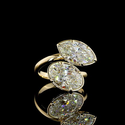 7.04 CTTW Oval Lab Grown Diamond Toi et Moi Ring Sz. 6.5 (F Color and VS1 Clarity)