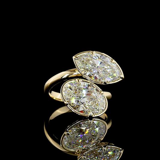 7.04 CTTW Oval Lab Grown Diamond Toi et Moi Ring Sz. 6.5 (F Color and VS1 Clarity)