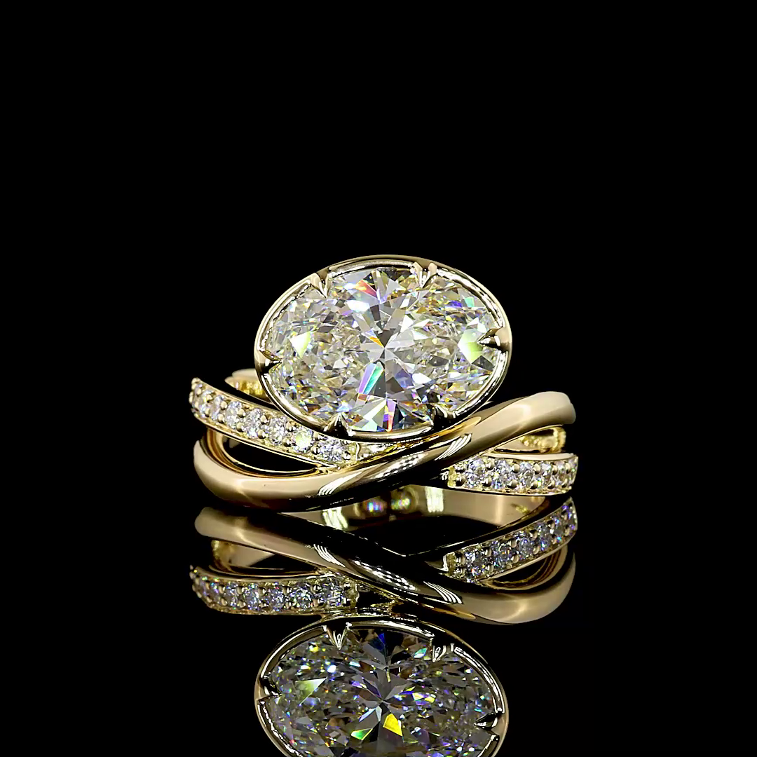 3.30 CTTW Oval Lab Grown Diamond Solitaire Diamond Shank Ring Sz. 6.5 (E Color and VS1 Clarity)