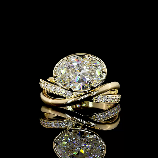 3.30 CTTW Oval Lab Grown Diamond Solitaire Diamond Shank Ring Sz. 6.5 (E Color and VS1 Clarity)