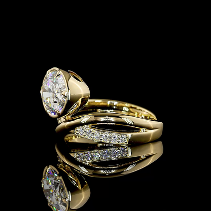 3.30 CTTW Oval Lab Grown Diamond Solitaire Diamond Shank Ring Sz. 6.5 (E Color and VS1 Clarity)