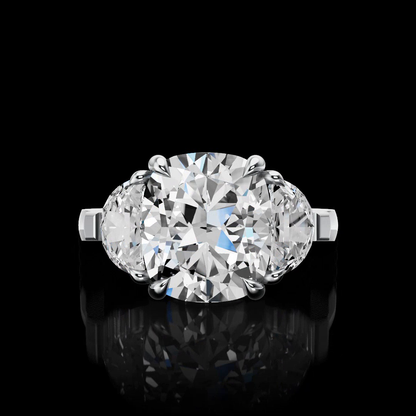 3.03 CTTW Cushion Modified Lab Grown Diamond 3 Stones Ring Sz. 4.25 (F Color and VS2 Clarity)