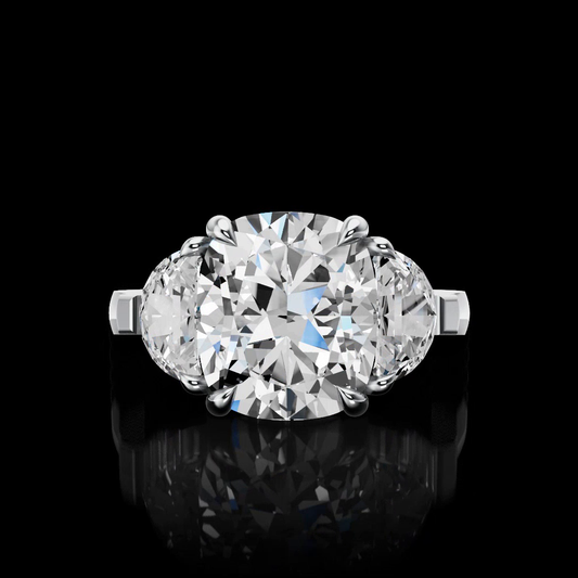 3.03 CTTW Cushion Modified Lab Grown Diamond 3 Stones Ring Sz. 4.25 (F Color and VS2 Clarity)