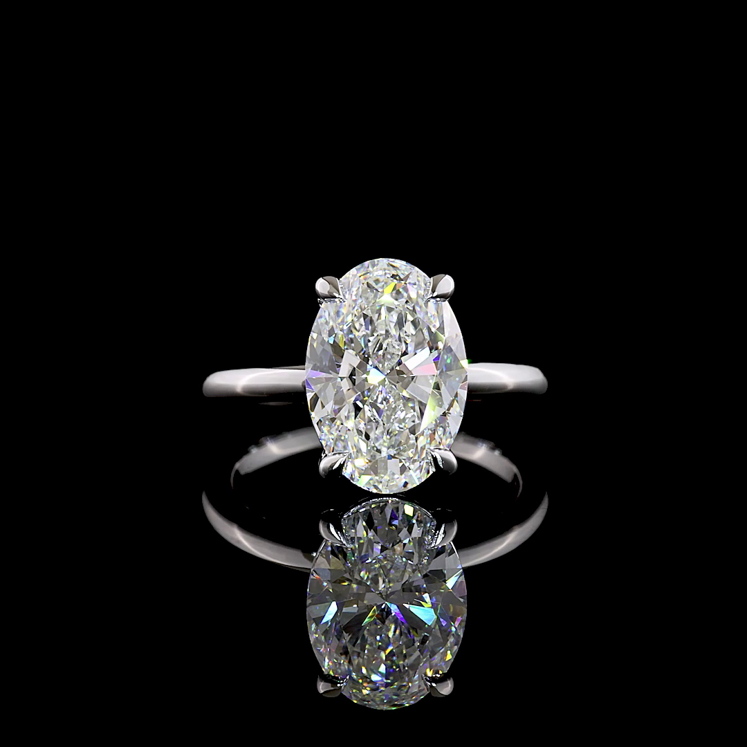 4.21 CT Oval Lab Grown Diamond Solitaire Ring Sz. 6.5 (F Color and VS1 Clarity)