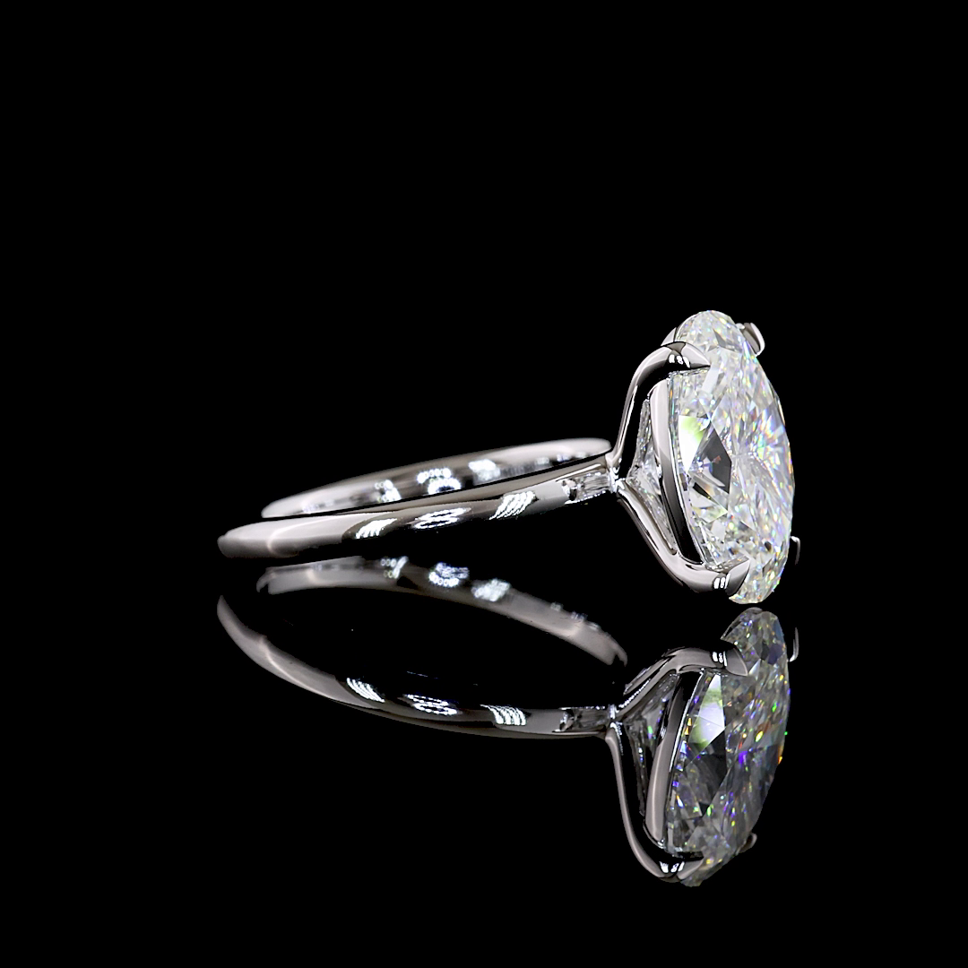 4.21 CT Oval Lab Grown Diamond Solitaire Ring Sz. 6.5 (F Color and VS1 Clarity)