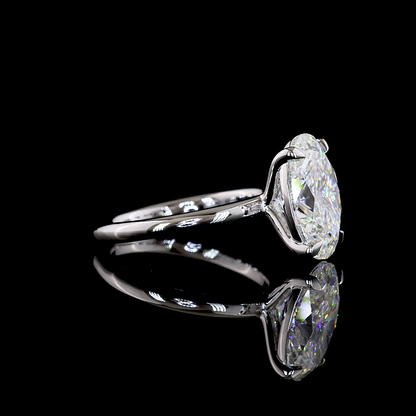 4.21 CT Oval Lab Grown Diamond Solitaire Ring Sz. 6.5 (F Color and VS1 Clarity)
