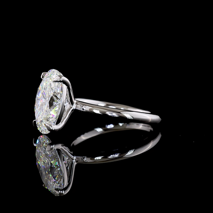 4.21 CT Oval Lab Grown Diamond Solitaire Ring Sz. 6.5 (F Color and VS1 Clarity)