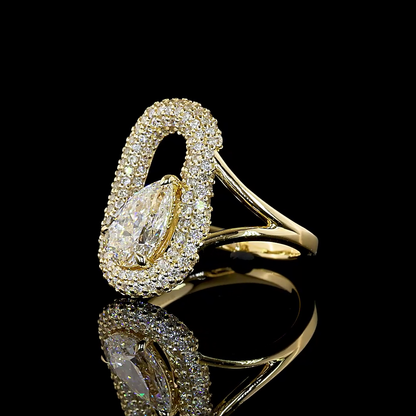 2.12 CTTW Pear Lab Grown Diamond Special Ring Sz. 6.5 (E Color and VVS2 Clarity)