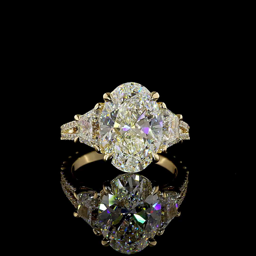 6.97 CTTW Oval Lab Grown Diamond Split Shank Ring Sz. 6.5 (F Color and VS1 Clarity)