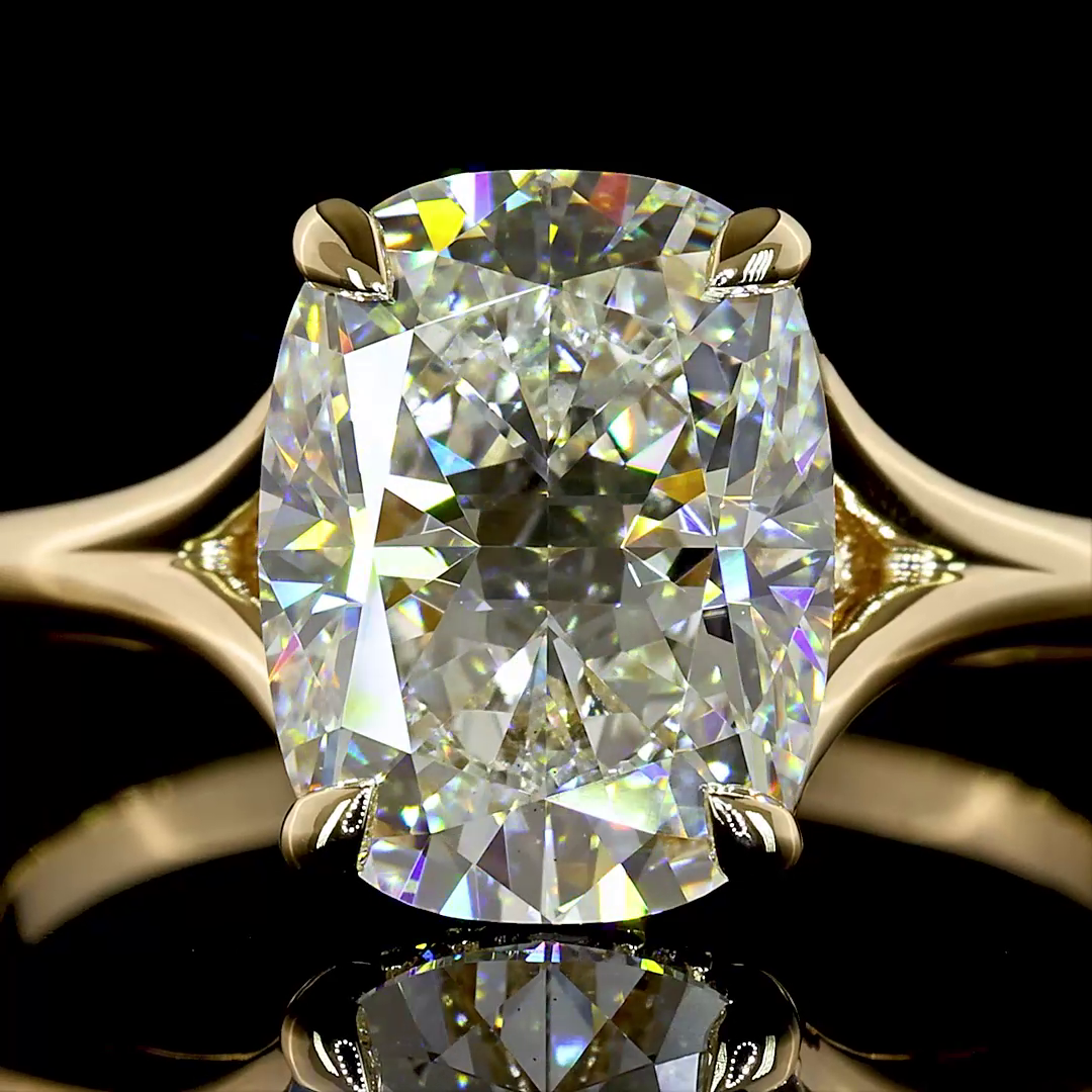 3.18 CTTW Cushion Brilliant Lab Grown Diamond Hidden Halo Ring Sz. 6.5 (F Color and VS2 Clarity)