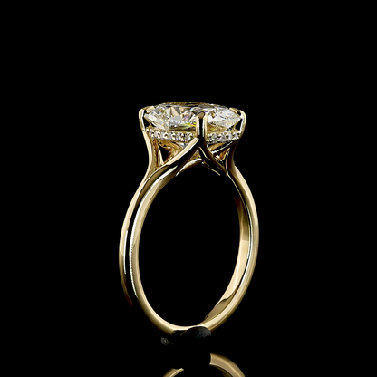 3.16 CTTW Cushion Brilliant Lab Grown Diamond Hidden Halo Ring Sz. 6.5 (F Color and VVS2 Clarity)