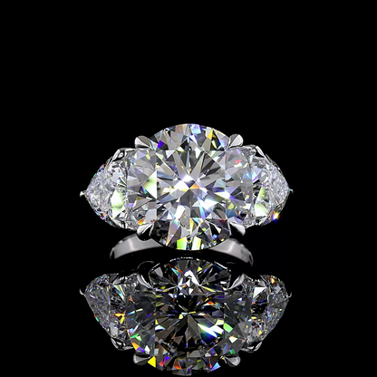 11.69 CTTW Round Lab Grown Diamond 3 Stones Ring Sz. 4 (E Color and VS1 Clarity)