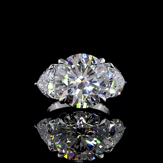 11.69 CTTW Round Lab Grown Diamond 3 Stones Ring Sz. 4 (E Color and VS1 Clarity)