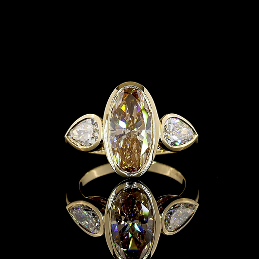 3.85 CTTW MO Lab Grown Diamond 3 Stones Ring Sz. 6 (FDK.BR Color and VS2 Clarity)