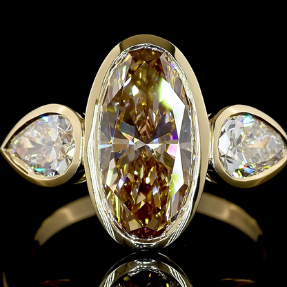 3.85 CTTW MO Lab Grown Diamond 3 Stones Ring Sz. 6 (FDK.BR Color and VS2 Clarity)
