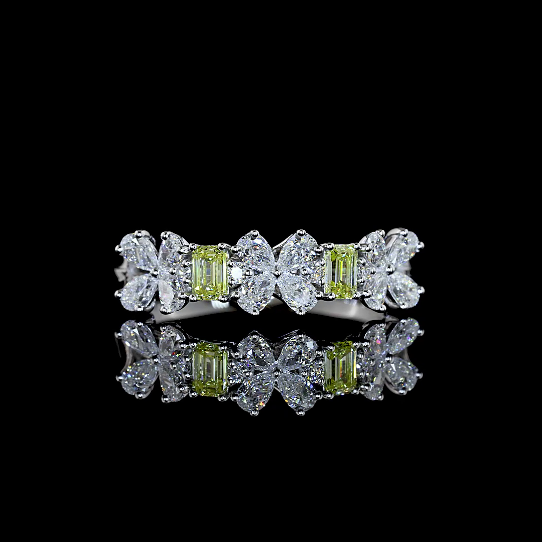 0.79 CTTW Emerald Lab Grown Diamond Special Ring Sz. 6.5 (FV.YL Color and VS2 Clarity)