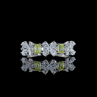 0.79 CTTW Emerald Lab Grown Diamond Special Ring Sz. 6.5 (FV.YL Color and VS2 Clarity)