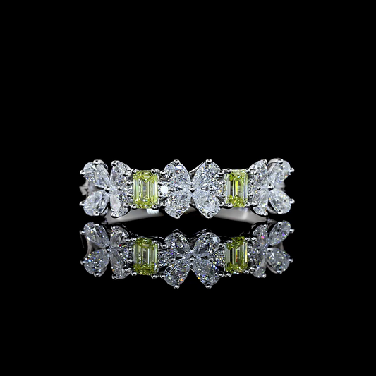 0.79 CTTW Emerald Lab Grown Diamond Special Ring Sz. 6.5 (FV.YL Color and VS2 Clarity)