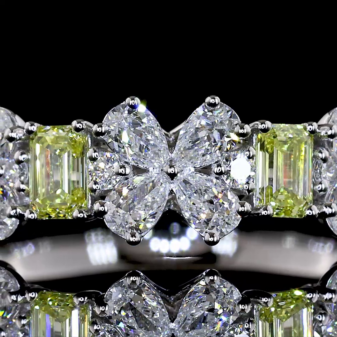 0.79 CTTW Emerald Lab Grown Diamond Special Ring Sz. 6.5 (FV.YL Color and VS2 Clarity)