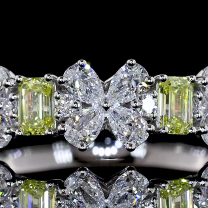 0.79 CTTW Emerald Lab Grown Diamond Special Ring Sz. 6.5 (FV.YL Color and VS2 Clarity)