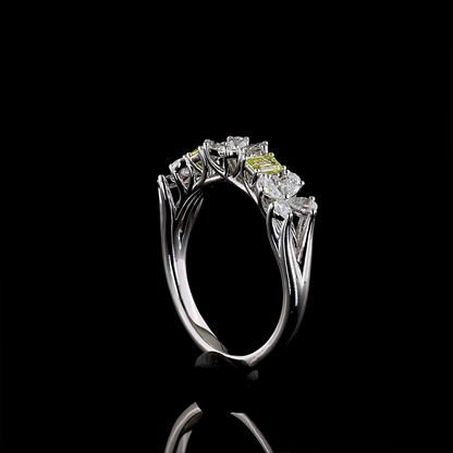 0.79 CTTW Emerald Lab Grown Diamond Special Ring Sz. 6.5 (FV.YL Color and VS2 Clarity)