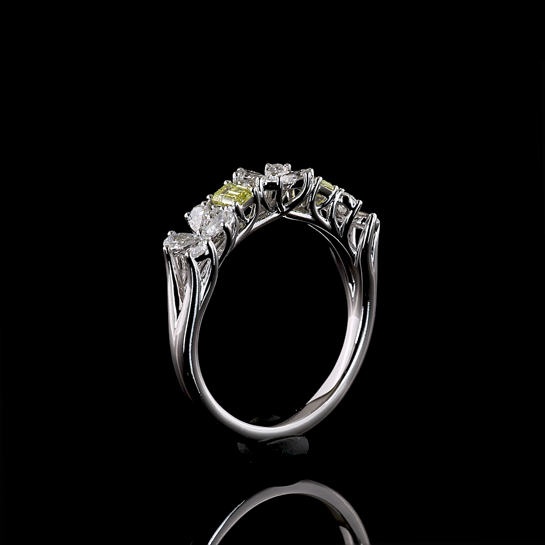 0.79 CTTW Emerald Lab Grown Diamond Special Ring Sz. 6.5 (FV.YL Color and VS2 Clarity)